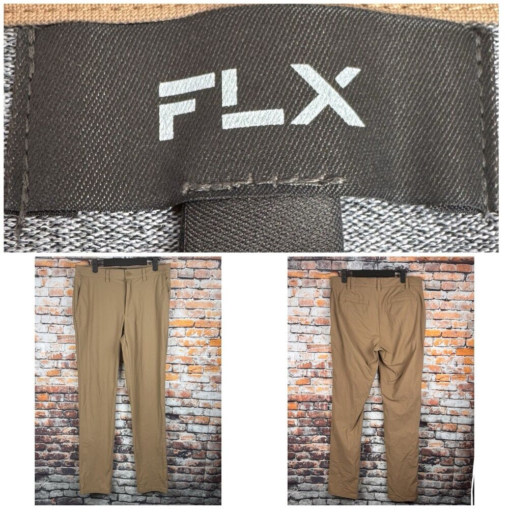 FLX Dynamic Stretch Performance Brown Pants Size 32x32"